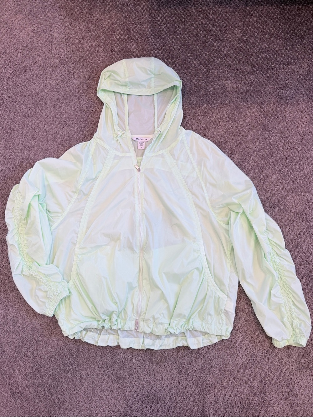 Light Neon Green Hooded Windbreaker Jacket